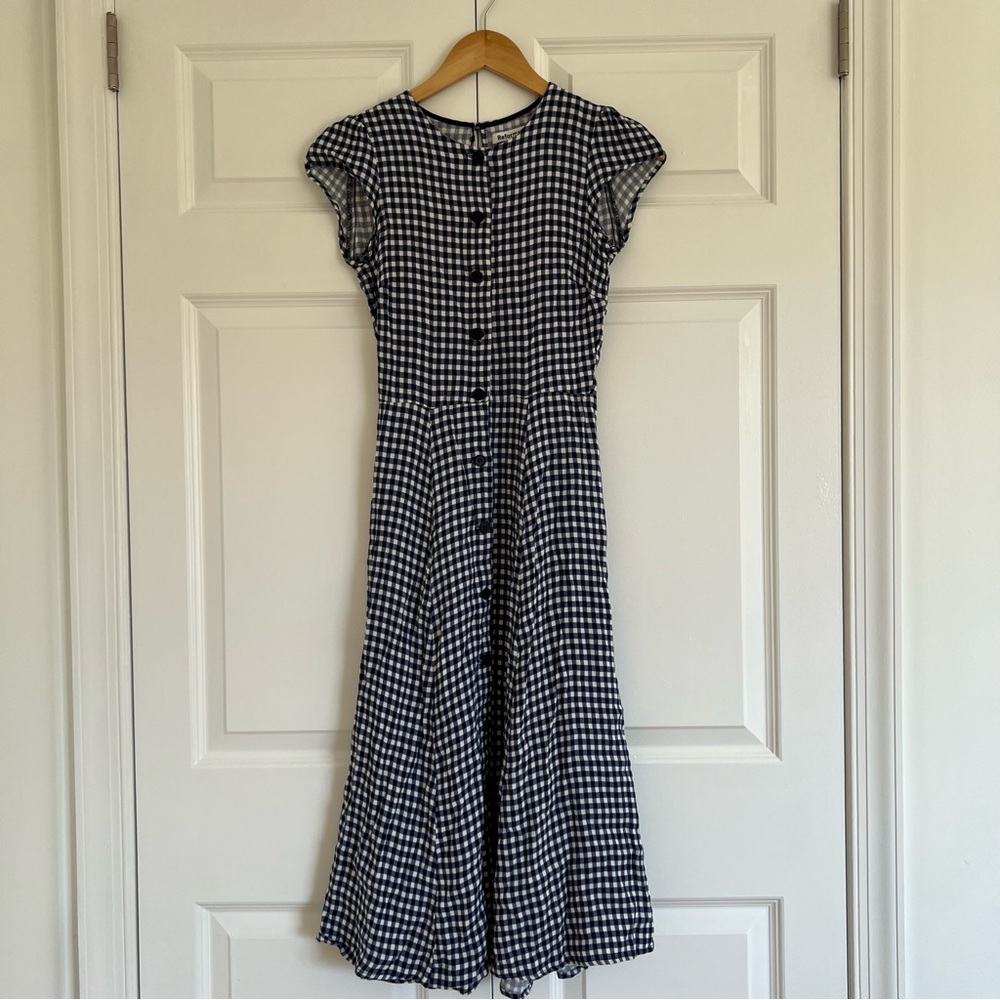 Reformation gingham button up fauna dress